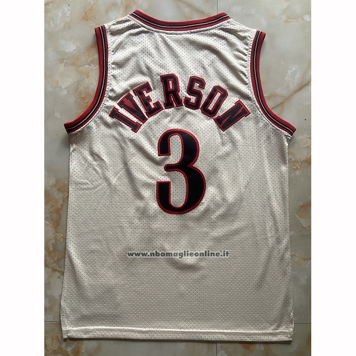 Maglia Philadelphia 76ers Allen Iverson No 3 Mitchell & Ness Bianco